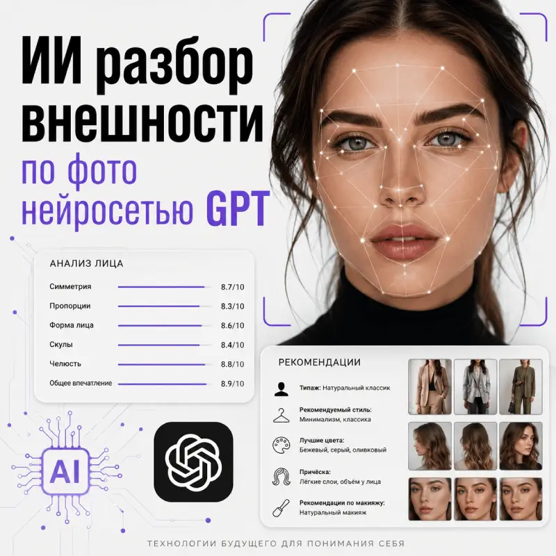ИИ разбор внешности по фото нейросетью GPT